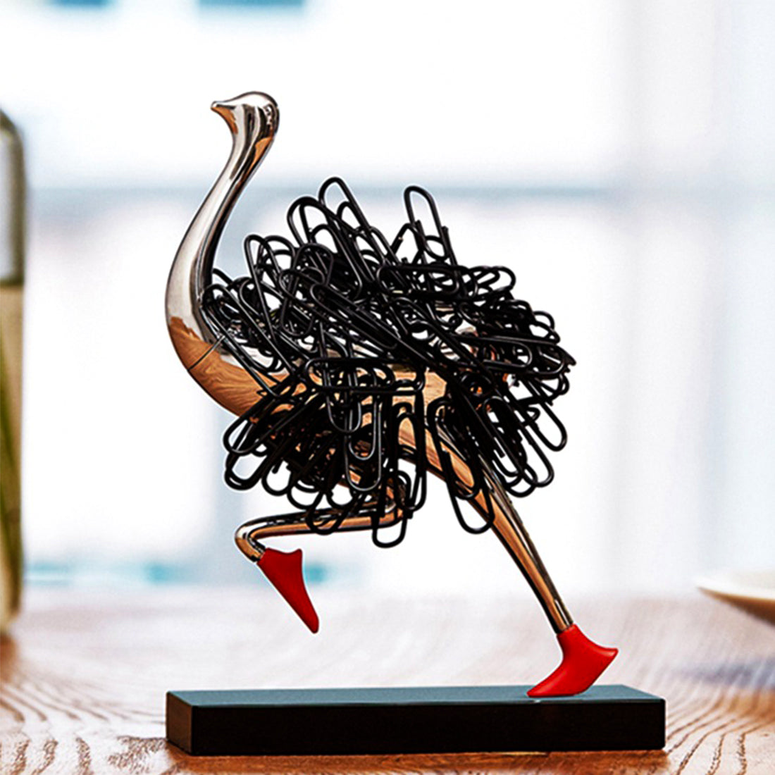 Magnetic Ostrich-Shaped Paperclip Organizer and Storage Holder