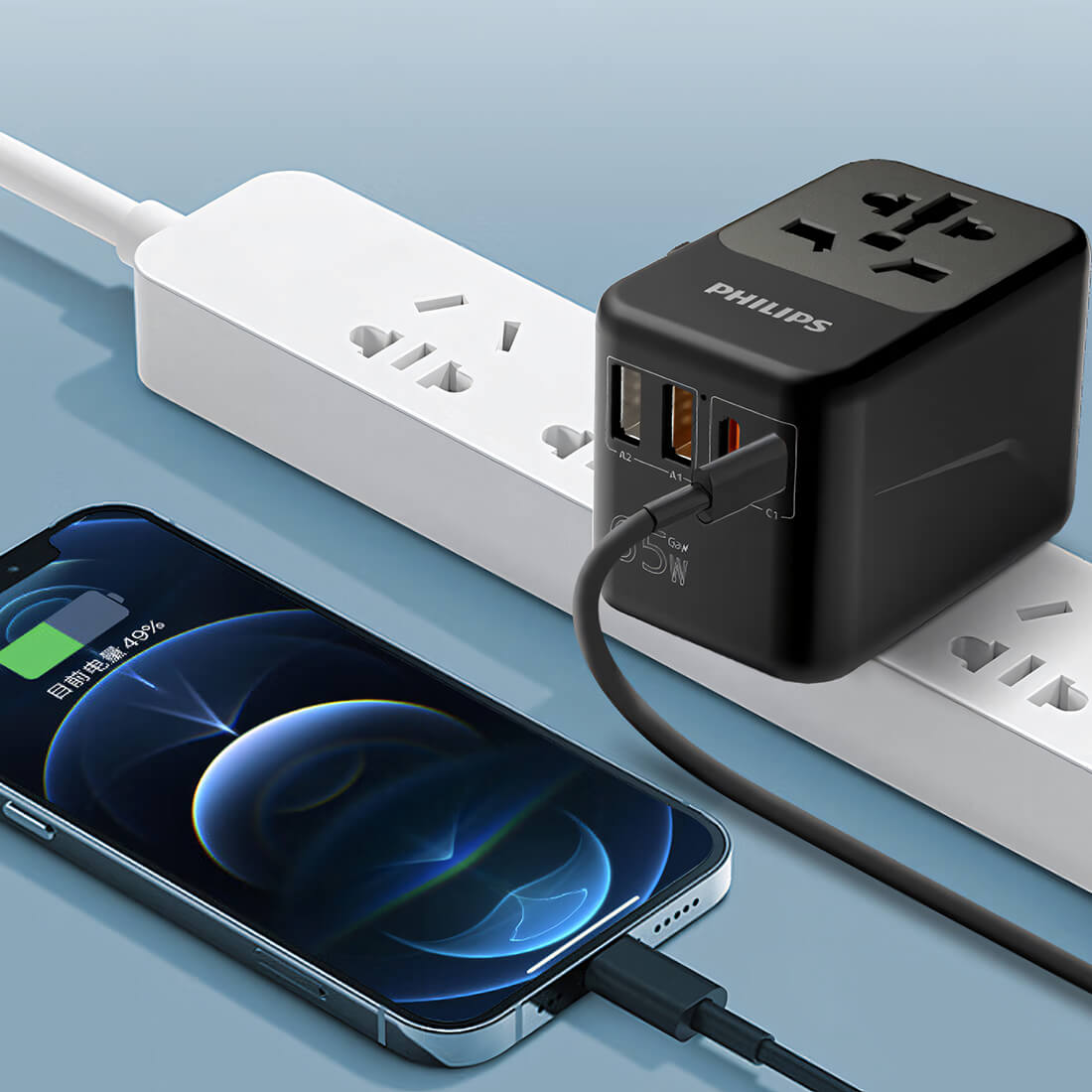 PHILIPS PD65W GaN Fast Charging Global Universal Adapter and Socket