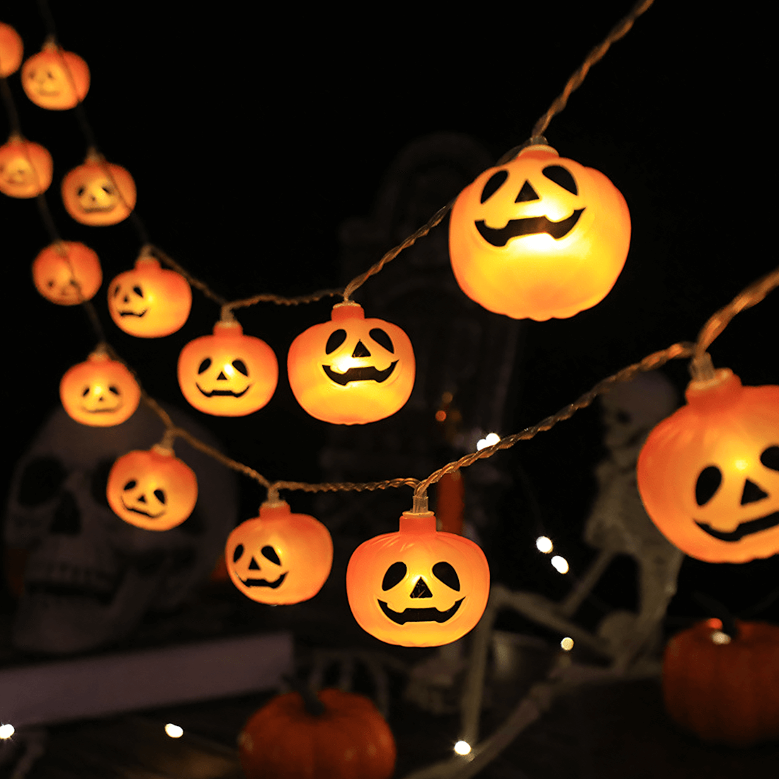 Festive Pumpkin String Lights for Halloween Decorations